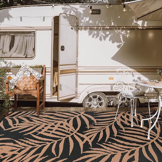 Outdoor Rugs Patio Camping Waterproof - 5x8 Plastic Straw Patio Rug Portable for Campers, Outside RVs Mat, Outdoor Area Carpet for Patios Clearance, Backyard Porch, Balcony, Picnic