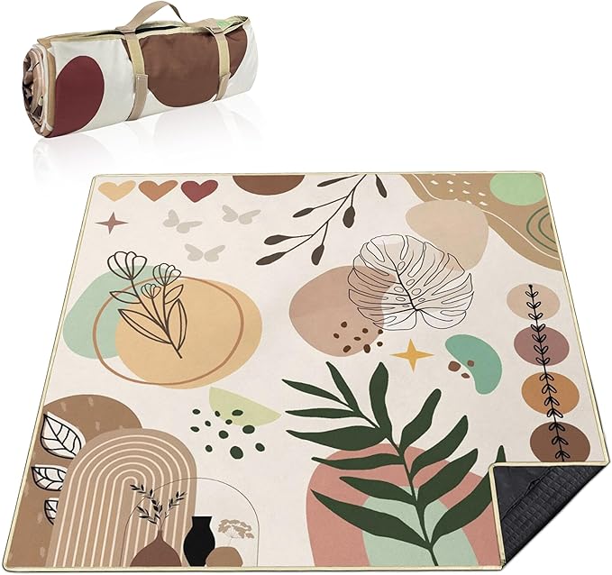 Extra Large Picnic Blankets Waterproof Foldable (80 "x 80") Beach Blanket Waterproof Sandproof,3-Layer Thicking Mat Outdoor Packable Camping Blanket