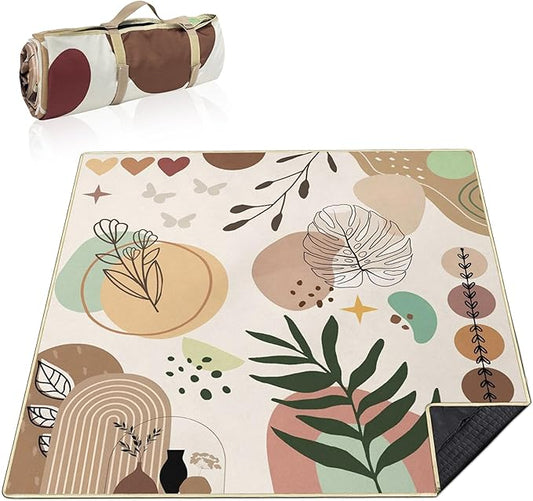 Extra Large Picnic Blankets Waterproof Foldable (80 "x 80") Beach Blanket Waterproof Sandproof,3-Layer Thicking Mat Outdoor Packable Camping Blanket