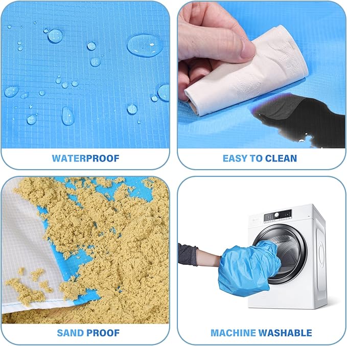 BYDOLL Beach Blanket Waterproof Sandproof 78''×81'' 1-7 Adults Oversized Lightweight Large Picnic Mat Waterproof Sandproof Blanket for Beach