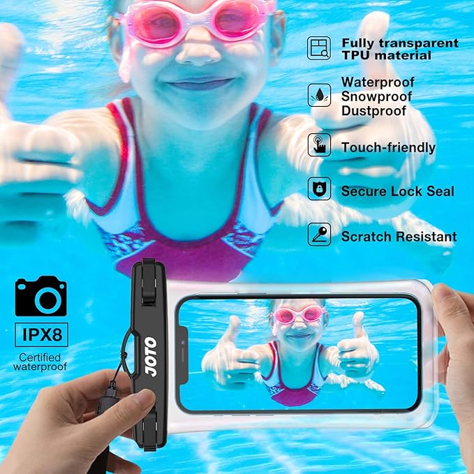 JOTO Waterproof Phone Pouch up to 7.0" Bundle with Swimming Bubble Safety Float with Adjustable Waist Belt
