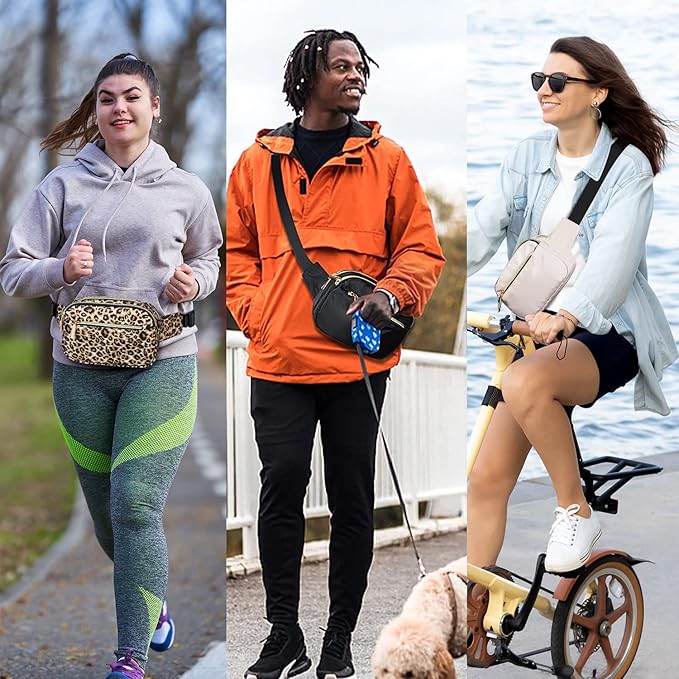 Fanny Packs for Women Men Fashion Plus Size Waist Pack Belt Bag Fanny Pack for Girls Boys with 5 Pockets Adjustable Belt, Cute Bum Bag Hip Bags for Travel Disney Running Hiking (Cheetah Fanny Pack)