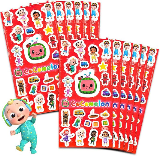 CoComelon Party Favors for Boys & Girls Bundle ~ 12 Pack Sticker Sheets for Kids Birthday Party Goodie Bags Party Supplies Set