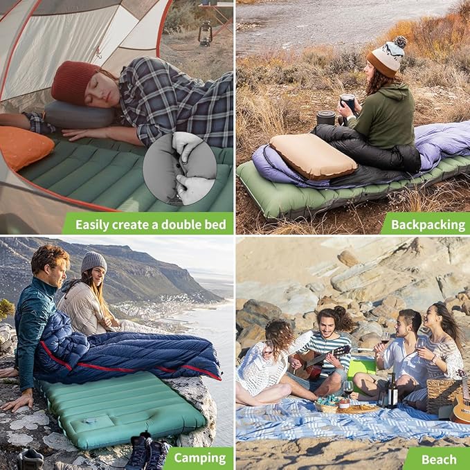 Camping Sleeping Pad, Extra Thick 5 Inch Ultralight Sleeping Pad for Camping with Pillow Built-in Foot Pump Inflatable Sleeping Pads Compact for Camp Backpacking Hiking Traveling Tent