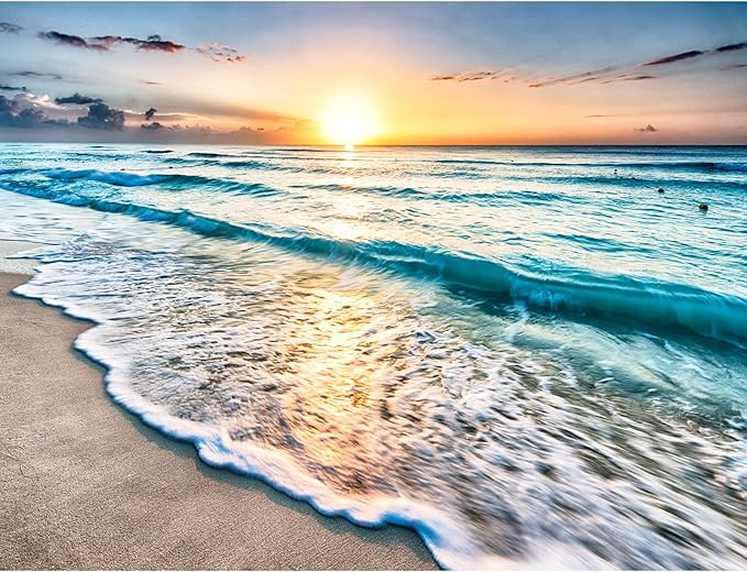 Puzzles for Adults 1000 Piece,Sunset Beach Wooden Jigsaw Puzzle Art,DIY Leisure Game Fun Toy Gift Suitable Family Friends