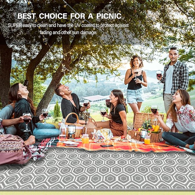 Outdoor Camping Rugs Patios Clearance Plastic Straw Rug Weatherproof Reversible Mats, Large Floor Mat for RV, Backyard, Deck, Picnic, Beach, Trailer, Camping