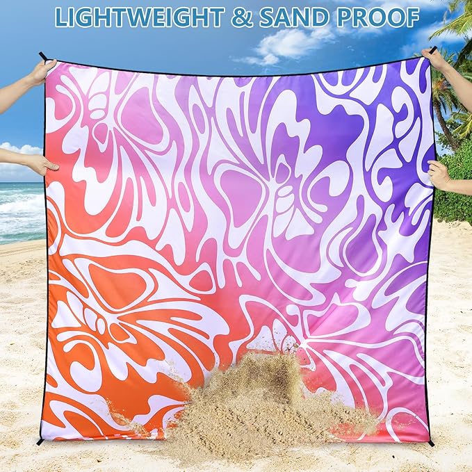 Beach Blanket Waterproof Sandproof Beach Mat 79" X 83" /10'x9'for 2-8 Adults Quick Drying Outdoor Picnic Mat Beach Accessories for Travel, Camping, Hiking