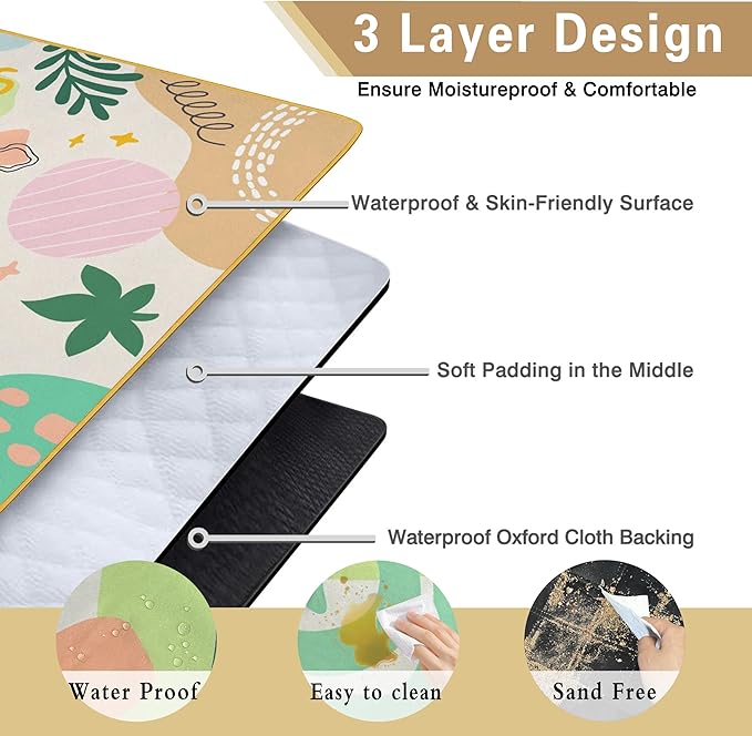 Extra Large Picnic Blankets Waterproof Foldable (80 "x 80") Beach Blanket Waterproof Sandproof,3-Layer Thicking Mat Outdoor Packable Camping Blanket