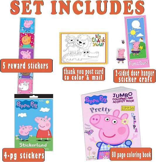 Coloring and Activity Set - Bundle Includes Peppa Pig Coloring Book, Peppa Pig Stickers, and 2-Sided Door Hanger (Peppa Coloring Book & Stickers)