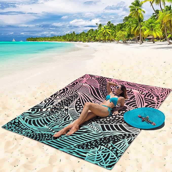 AISPARKY Beach Blanket Waterproof Sandproof Quick Drying Beach Mat Extra Large Outdoor Picnic Blanket for Travel Camping Hiking