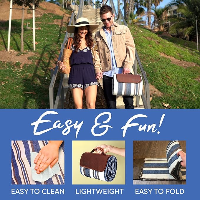 scuddles Extra Large Picnic & Outdoor Blanket Dual Layers for Outdoor Water-Resistant Handy Mat Tote Spring Summer Camping Blanket Great for The Beach