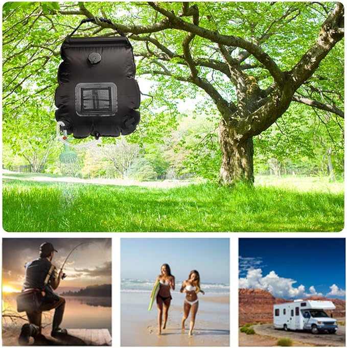 Solar Shower Bag, Solar Heating Camping Shower Bag, 5Gal(20L) Portable Camping Shower Bag, with Removable Hose and On-Off Switchable Shower Head, for Outdoor Traveling/Climbing/Hiking/Beach/Swimming