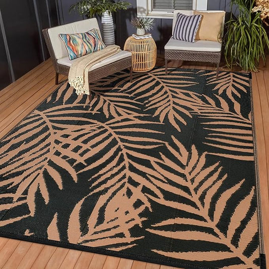 Outdoor Rugs Patio Camping Waterproof - 6x9 Plastic Straw Patio Rug Portable for Campers, Outside RVs Mat, Outdoor Area Carpet for Patios Clearance, Backyard Porch, Balcony, Picnic