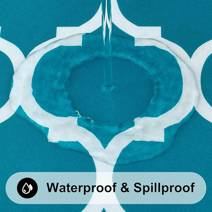 Smiry Rectangle Picnic Table Cover, Waterproof Elastic Fitted Camping Tablecloths for 4 Foot Tables, Wipeable Flannel Backed Vinyl Tablecloth Protector for Indoor, Outdoor (Turquoise, 24x48 Inches)