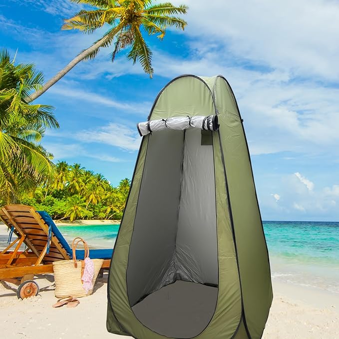 Portable Toilet Kit for Camping, XL Large Pop Up Privacy Tent and Toilet Bags, Washable Outdoor Showers Changing Rooms with Carry Bag （Green）