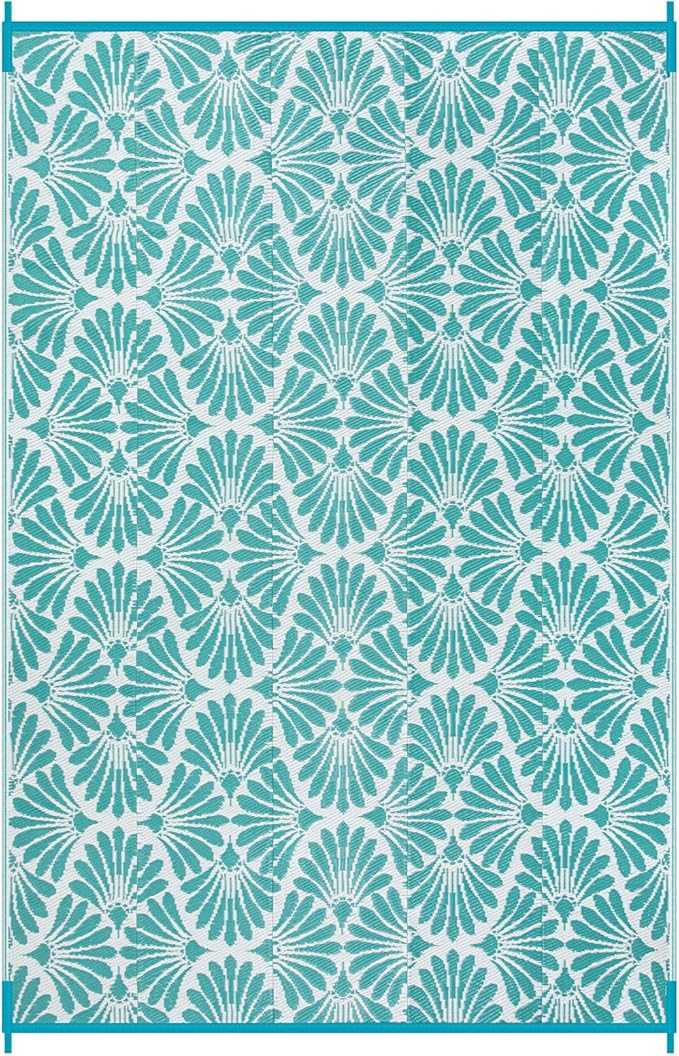 Lahome Waterproof Outdoor Rugs for Camping 6x9, Plastic Straw Lightweight Portable Reversible Rv Rug, Outdoor Carpet for Pool Beach Balcony Tent Patio Deck, Teal 6'x9'