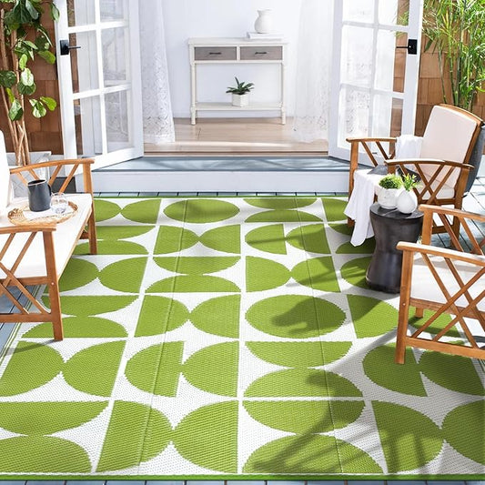 Wonnitar Outdoor Rug 6x9, Waterproof Patios Rug Reversible Plastic Straw Rug, Large Outside Area Rug, Portable Camper RV Mat, Outdoor Carpet for Picnic Balcony Backyard Porch Deck (Green,6'x9')