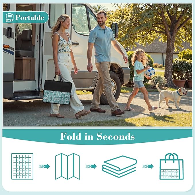 Lahome Waterproof Outdoor Rugs for Camping 6x9, Plastic Straw Lightweight Portable Reversible Rv Rug, Outdoor Carpet for Pool Beach Balcony Tent Patio Deck, Teal 6'x9'