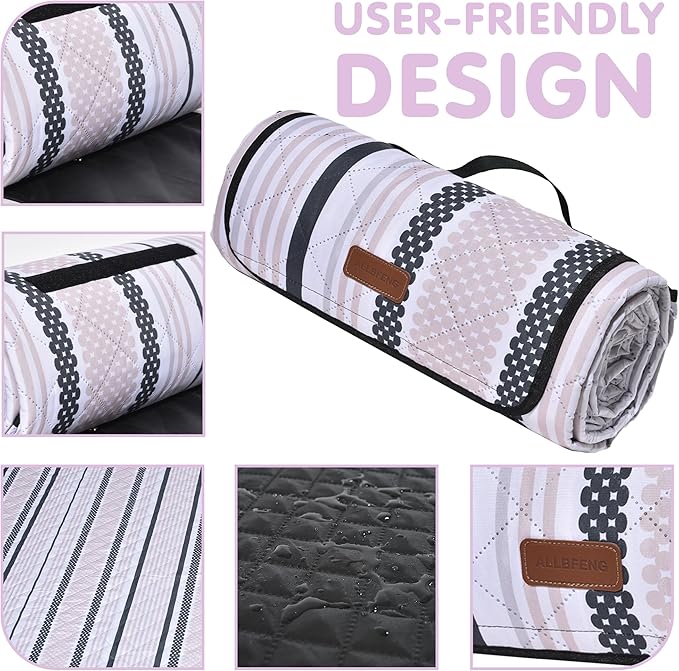 Oversized Waterproof Picnic Mat, Dustproof Washable Outdoor Beach Mat. Suitable for Camping, Outdoor, Beach, Party and Concert. (Dark Green & Light Brown, 80" x 80")