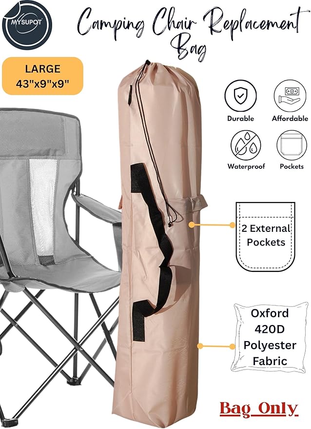 Replacement Bag for Folding Camping Chair, Portable Camp Chair, Hammock, Yoga Mat, Umbrella, Tents, Tripods, Fishing Poles - 420D Oxford Polyester Fabric