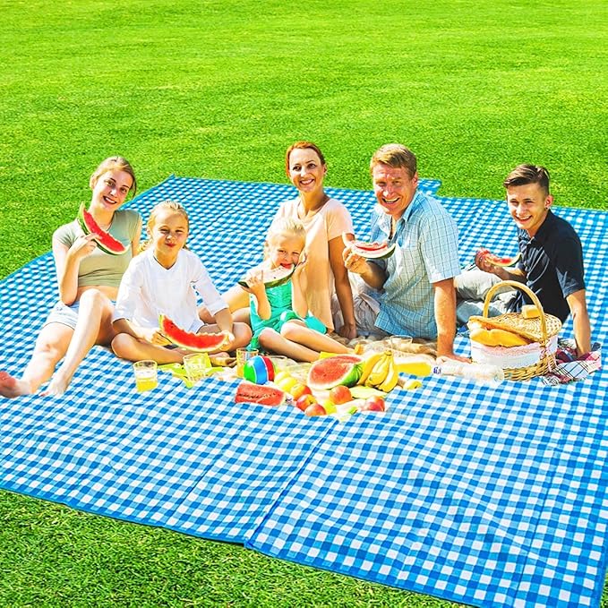 ZHUYNXIR Extra Large Picnic Blanket, 87x87 inch Waterproof Picnic Blanket, Gingham Picnic Mat for Beach, Camping Grass Picnic Blankets.