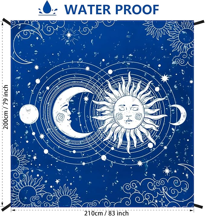 Beach Blanket, Sandproof Beach Mat, Waterproof Quick Drying Lightweight Outdoor Aztec Picnic Mat 79" X 83"/120"x108" for 2-8 Adults for Travel, Camping, Hiking