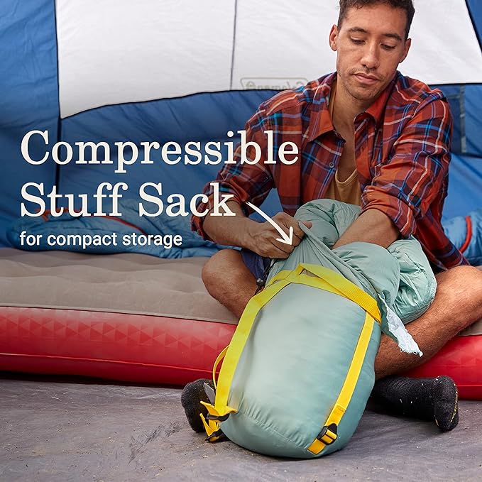 Coleman Big Bay 20°F Sleeping Bag, Adult Mummy Sleep Sack with Headrest