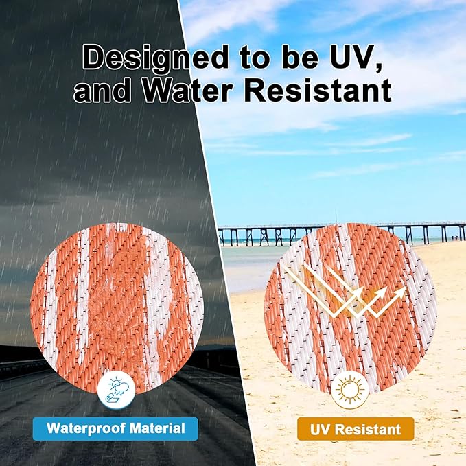 HEBE Outdoor Rug 9'x12' for Patios Clearance Waterproof Patio Mat Plastic Straw Rug Reversible RV Camping Tent Rug Outside Indoor Outdoor Area Rugs for RV,Deck,Beach,Balcony,Camper