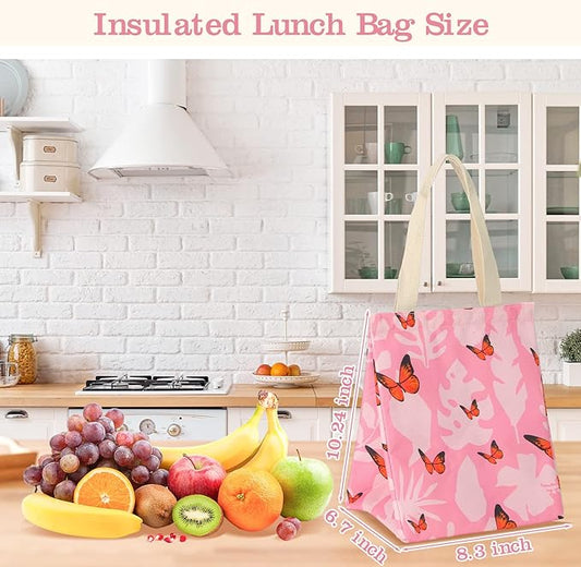 Berlune 20 Pcs Insulated Lunch Bag Bulk 8.3 x 6.7 x 10.24 Inch Reusable Portable Lunch Tote with Aluminum Foil Thermal Cooler Bag for Kids Women Men Office School Picnic, 10 Styles