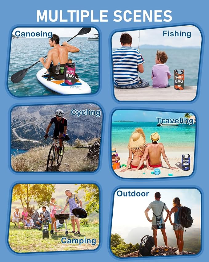 babygoal Waterproof Wet Bag and Dry Bag, Roll Top Waterproof 2L Backpack Sack for Travel,Swimming,Kayaking, Beach, Rafting, Boating, Hiking, Camping and Fishing 2WLL04-B