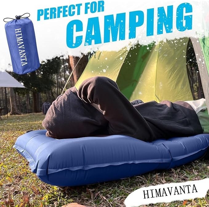 Sleeping Pad, Ultralight Thicken Inflatable Sleeping Pad for Camping, Camping Pad with Carry Bag, Built-in Pillow and Pump (Navy)