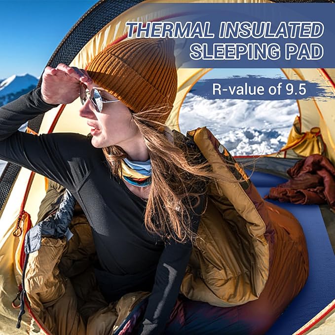 Elegear Self Inflating Sleeping Pad, 3.15" Ultra-Thick Memory Foam Camping Pad with Pillow Fast Inflating in 20s Insulated Camping Mattress Pad 4-Season Camp Sleeping Mat for Camp/Travel/Car/Tent