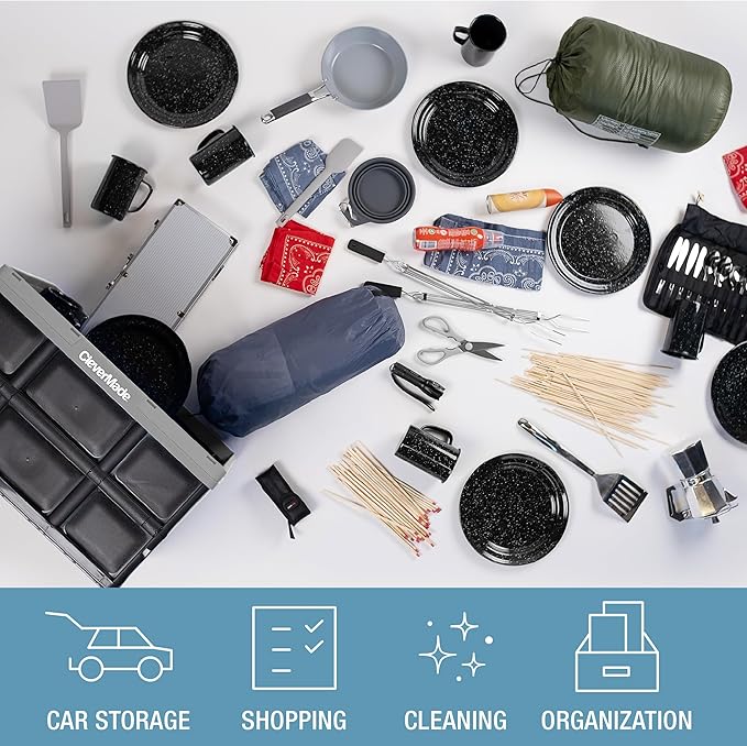 CleverMade Collapsible Storage Bins - Royal Blue 3 Pack 62L - Stackable Containers Heavy Duty Capacity Folding Crates - Space-Saving for Home