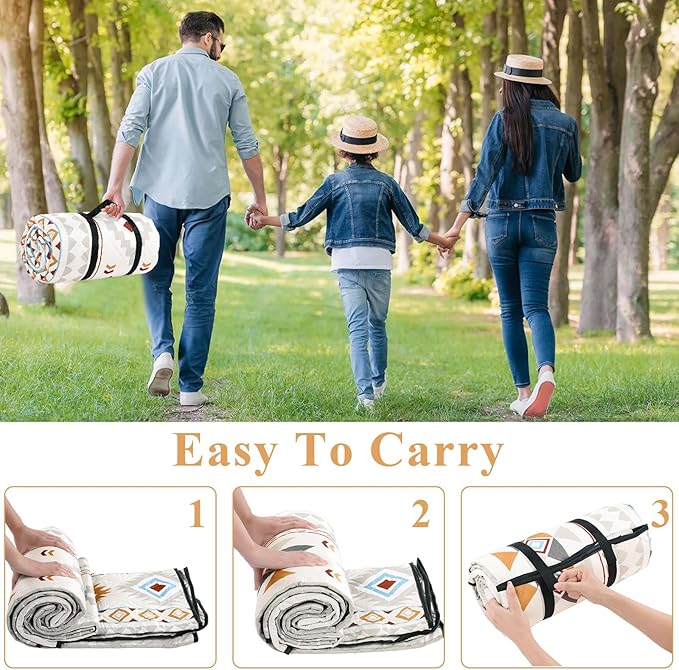 HiiARug Picnic Blankets Extra Large Picnic Outdoor Blanket 80"x80" Waterproof Foldable Outdoor Rug Boho Beach Blanket Sandproof Camping Mat Picnic Mat for Beach, Camping Grass Lawn Park Accessories