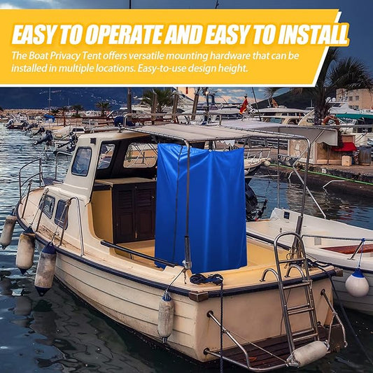 Boats Privacy Curtain Changing Room with Bag Portable Privacy Tent Easy Up Pontoon Enclosure Partition for Pontoons Boat Hanging Tent 27" W x 30" D x 72" H(Blue)