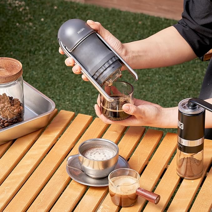 LEVERPRESSO V4 Portable Lever Espresso Maker – Manual Espresso Machine with 51mm Ridgeless Filter Basket, Double Shot, Non-Pressurized, Perfect for Camping & Travel – by HUGH (Pressurized Filter)