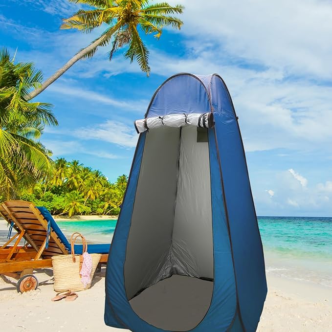 Camping Toilets Portable with Pop up Privacy Tent, X Large Portable Potty for Adults,2 in 1 Toilet for Adults for RV Camping Travel (Blue)