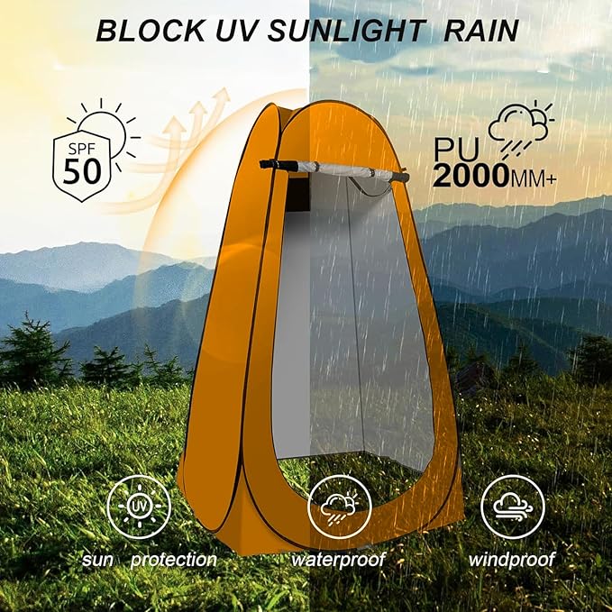 Portable Camping Toilet with Pop-Up Privacy Tent,Outdoor Portable Folding Toilet Potty for Adults,Outdoor Camping Shower Tents Changing Room Emergency Toilet Tent Kit with Carry Bag