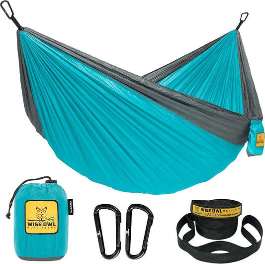 Wise Owl Outfitters Hammock for Camping Hammocks Gear for The Outdoors Backpacking Survival or Travel - Portable Lightweight Parachute Nylon - Up to 500lbs