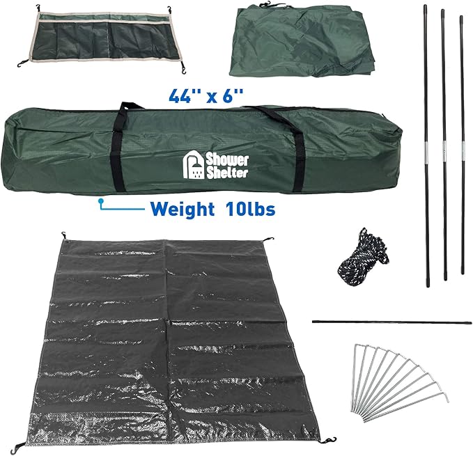 EasyGo Product Shower Shelter – Giant Portable Outdoor Pop UP Camping Shower Tent Enclosure – Changing Room – 2 Rooms – Instant Tent – 7.5' Tall x 4' Deep x 7.5' Wide, Green