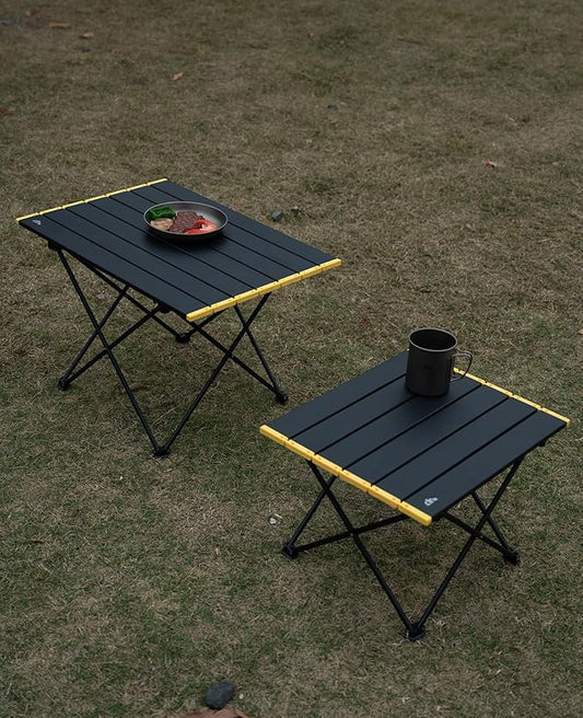 iClimb Ultralight Compact Camping Folding Table with Carry Bag (Black - L)