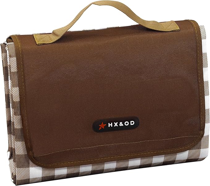 Outdoor Picnic Blanket 80"X80" Picnic Mat Extra Large Camping Blanket Beach Blanket Foldable Waterproof Sand Mat Hiking Travel Family Concerts(Brown)