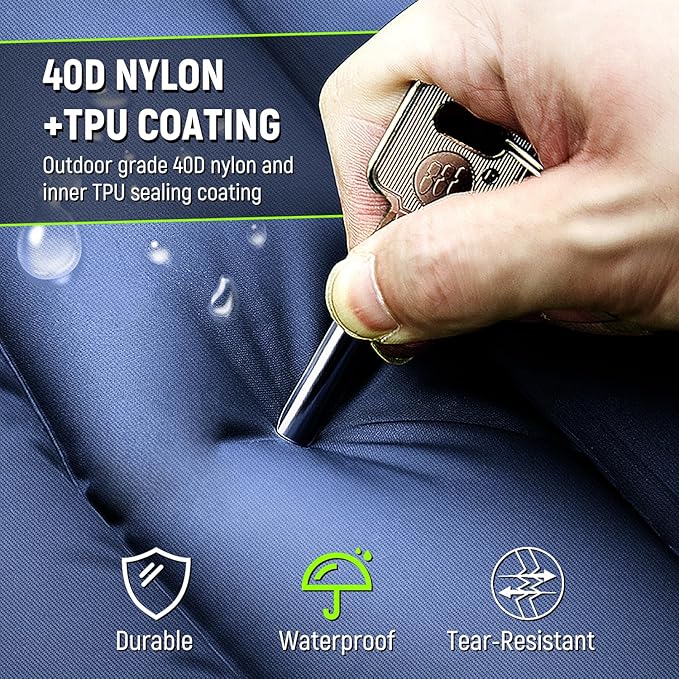 Sleeping Pad for Camping, 5 Inch Extra Thick Camping Sleeping Pad with Pillow Built-in Foot Pump, Lightweight Inflatable Sleeping Mat, Backpacking, Hiking, Tent