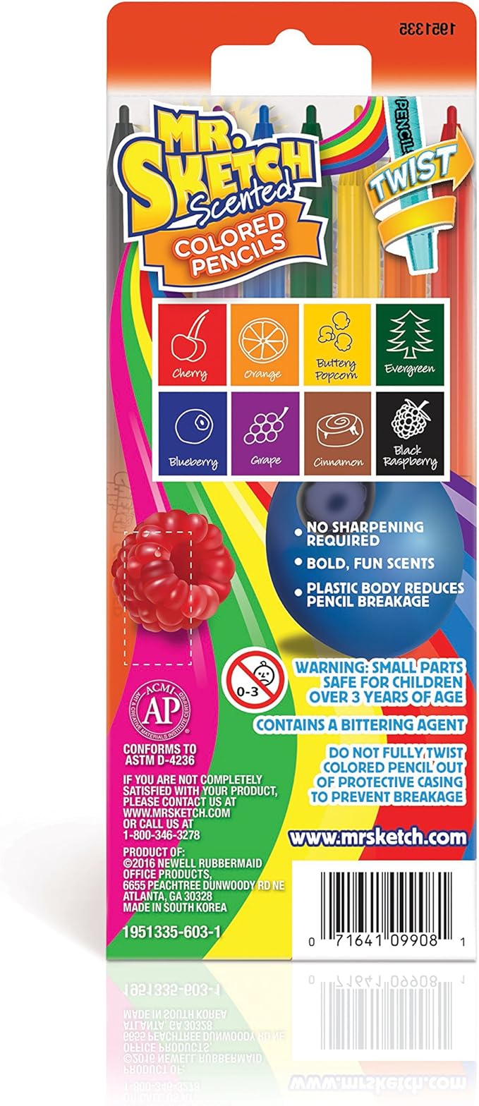 Mr. Sketch Scented Twistable Colored Pencils, Assorted Colors, 8 Count