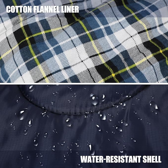 REDCAMP Flannel Sleeping Bag for Adults, Comfortable Cotton Sleeping Bags for Camping with Detachable Hood, Red/Grey/Blue