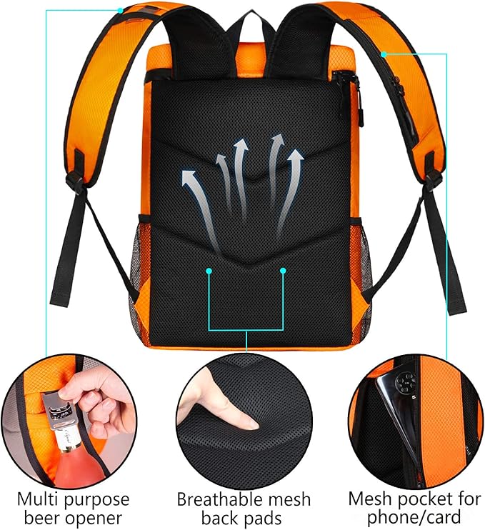 FORICH Soft Cooler Backpack Insulated Waterproof Backpack Cooler Bag Leak Proof Portable Small Cooler Backpacks to Work Lunch Travel Beach Camping Hiking Picnic Fishing Beer for Men Women