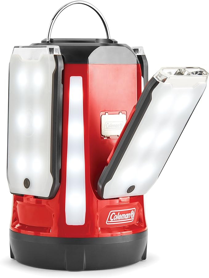 Coleman Multi-Panel LED Lantern: Rechargeable, Water-Resistant, Magnetic Light Panels, Built-In Flashlight, USB Charging Port; Excellent for Camping, Hunting, Emergencies, etc