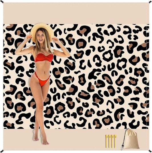 Sandproof Waterproof Beach Blanket, 80"x80" Large Beach Mat for 4-6 Adults, Lightweight Quick Dry Windproof Picnic Mat