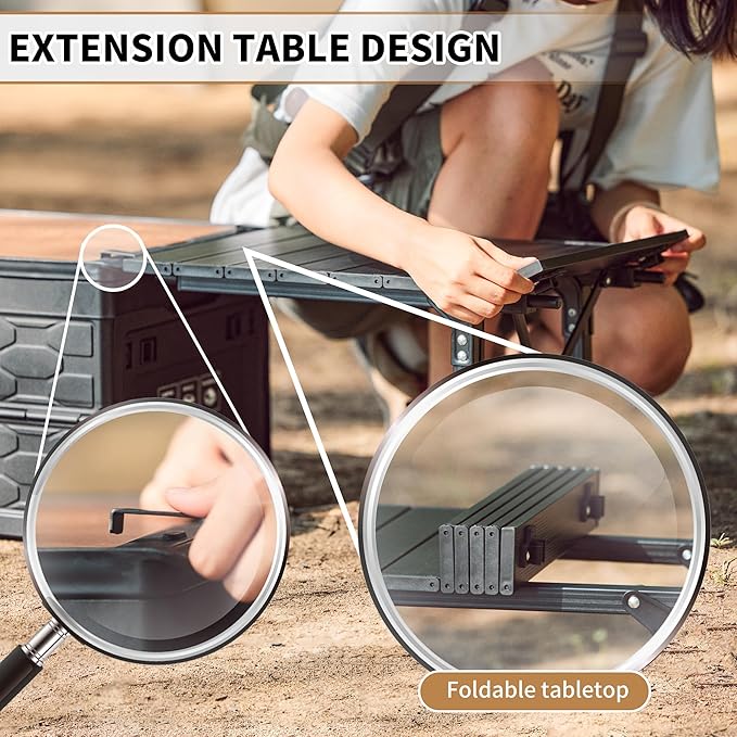 Naturehike Lispace Camping Table with Storage Box, 50L Collapsible Trunk Organizer with Lid, Folding Storage Bin for Camping Picnic Home