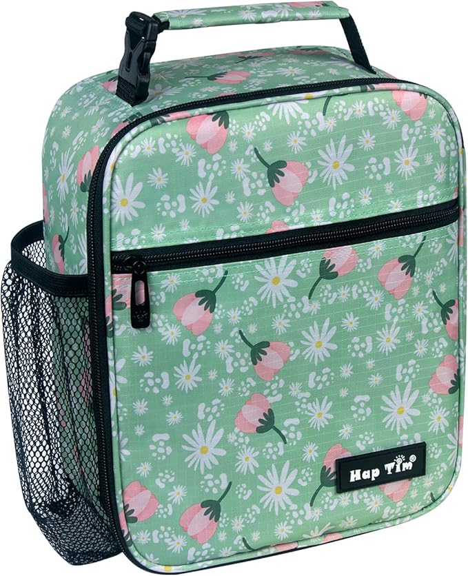 Hap Tim Insulated Lunch Bag Women, Reusable Lunch Box for Women & Men, Adluts Lunchbox for Office Work, Portable Lunchbag, Green Floral（18654-GF）